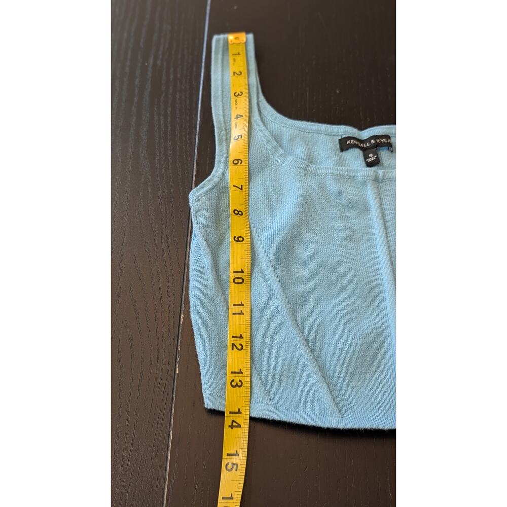 Kendall + Kylie Baby Blue Corset Seam Knit Crop Tank Top S Y2K - Picture 6 of 6